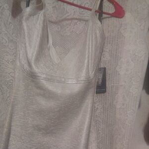 White and silver/grey bandage dress.